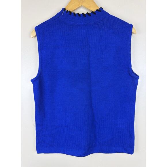 St. John Sport by Marie Gray Women’s Knit Sweater Vest Royal Blue Size M Preppy - Picture 5 of 10